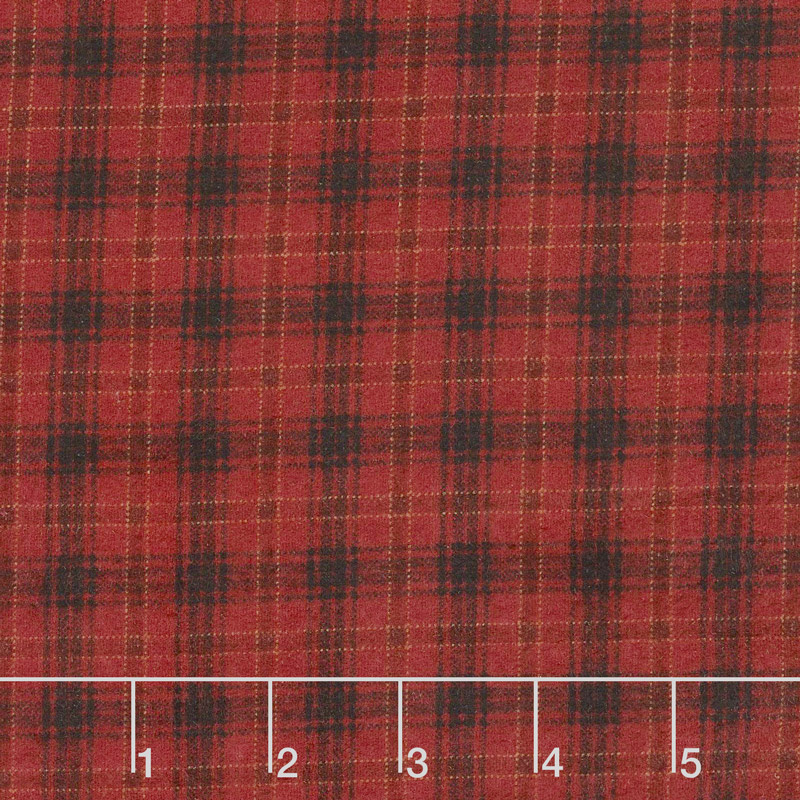 Folk Art Flannels 2 - Printed Plaid Red Yardage