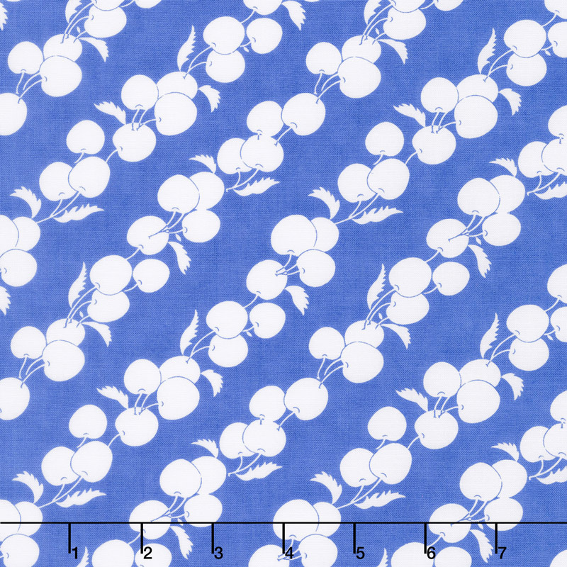 Badda Bing! - Flying Cherries Blue Yardage