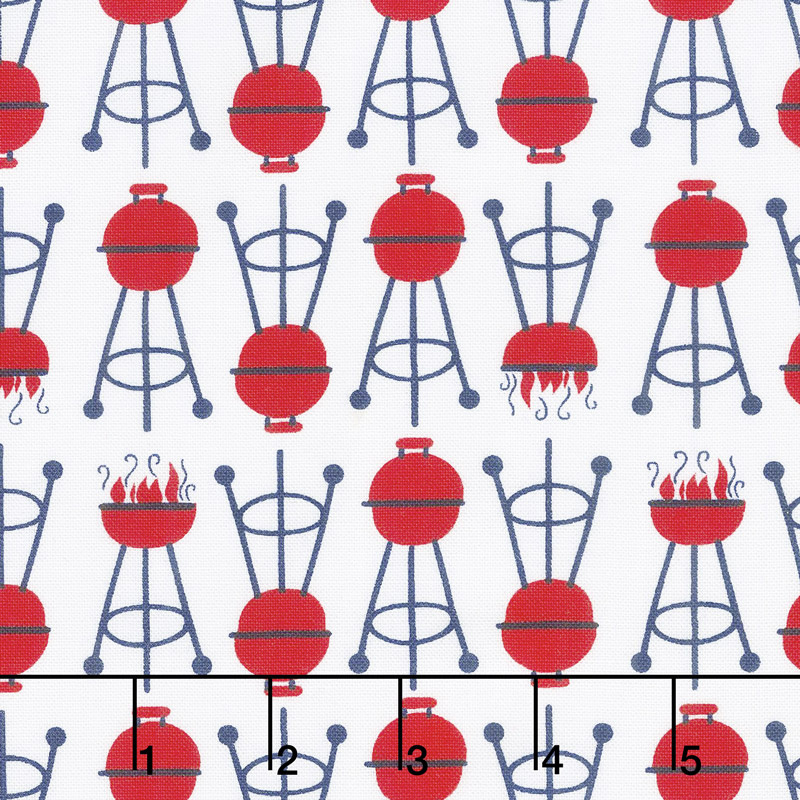 Patriotic Parade - Barbeque White Yardage