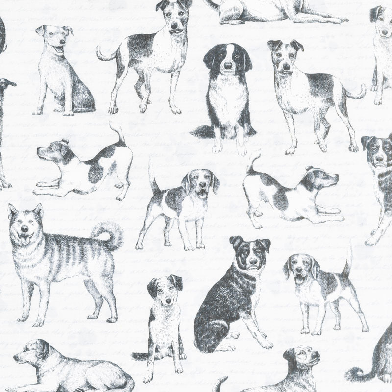 Dogs - Playful Pups Grey Yardage