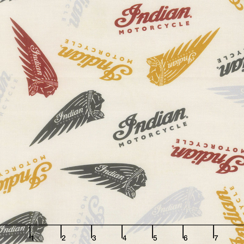 Indian Motorcycle - Logos Cream Yardage