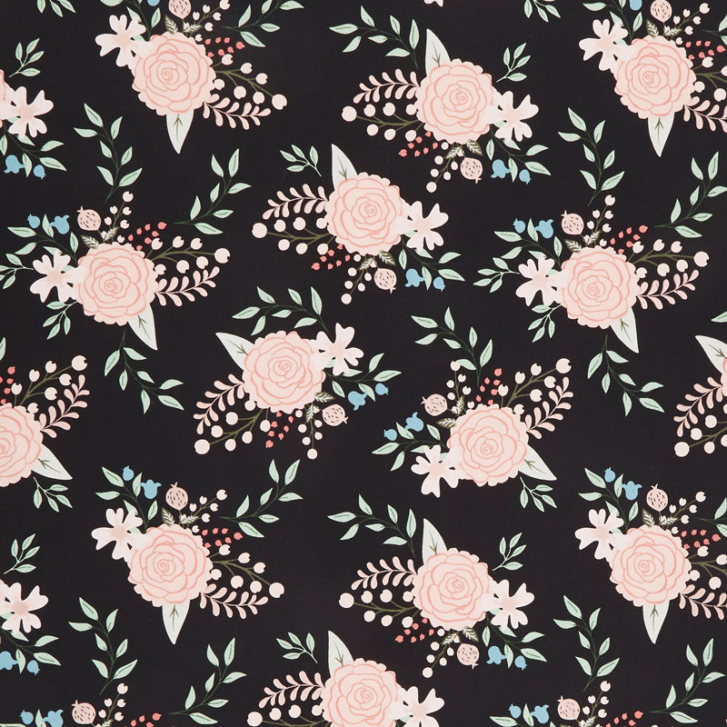 Bliss - Main Black with Rose Gold Sparkle Yardage