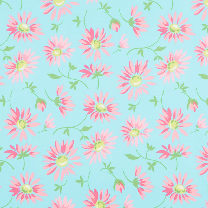 Good Day! - Lazy Daisies Turquoise Yardage