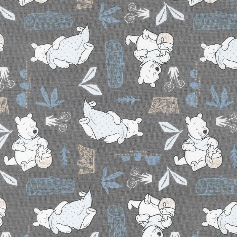Winnie the Pooh - Blankets and Honey Dark Grey Yardage