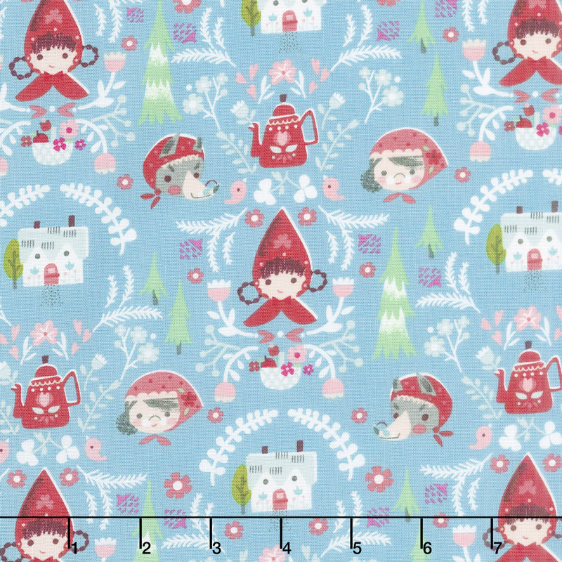 Little Red in the Woods - Damask Teal Yardage