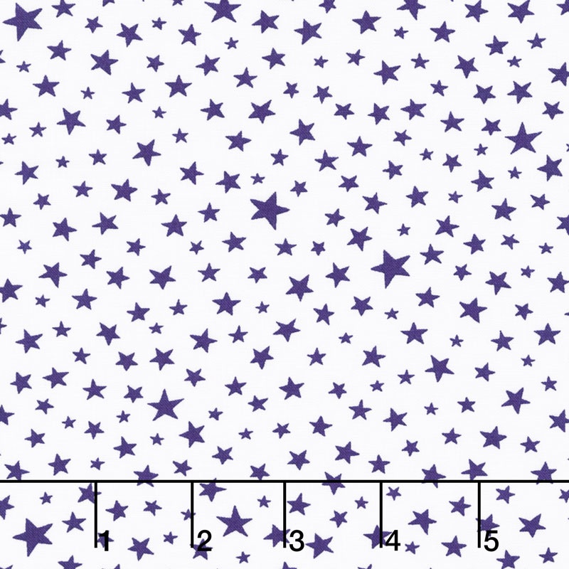 Modafications - Stars Purple on White Yardage