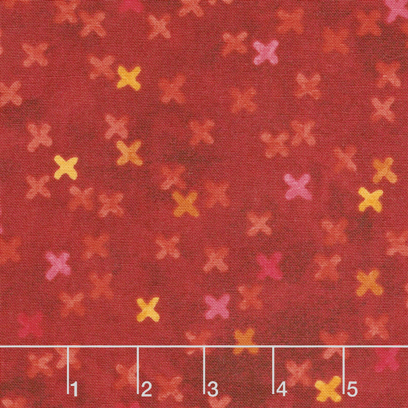 X's and O's - Big Kisses Warm Red Multi Yardage