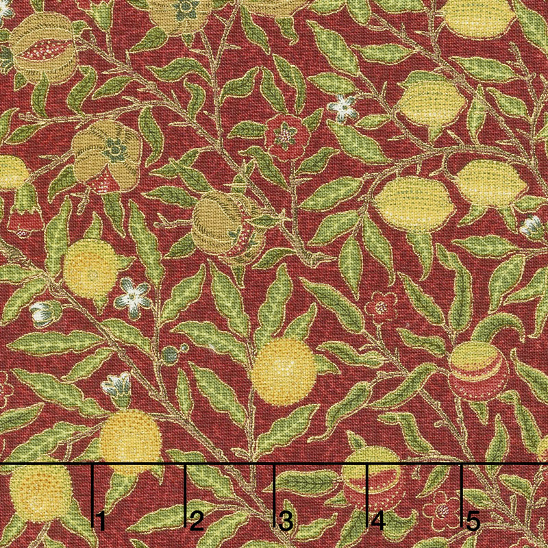 Morris Holiday 1866 - Fruit Crimson Metallic Yardage