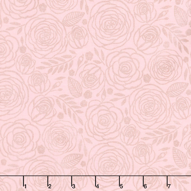 Glam Girl - Floral Pink Metallic Yardage