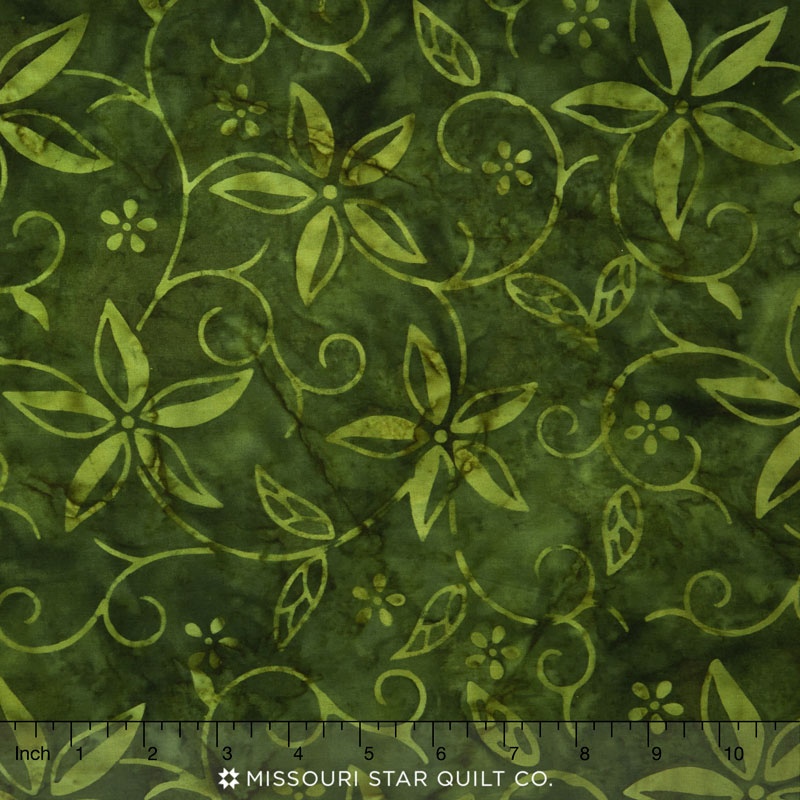 Tonga Batiks - Autumn Plumeria Pine Yardage