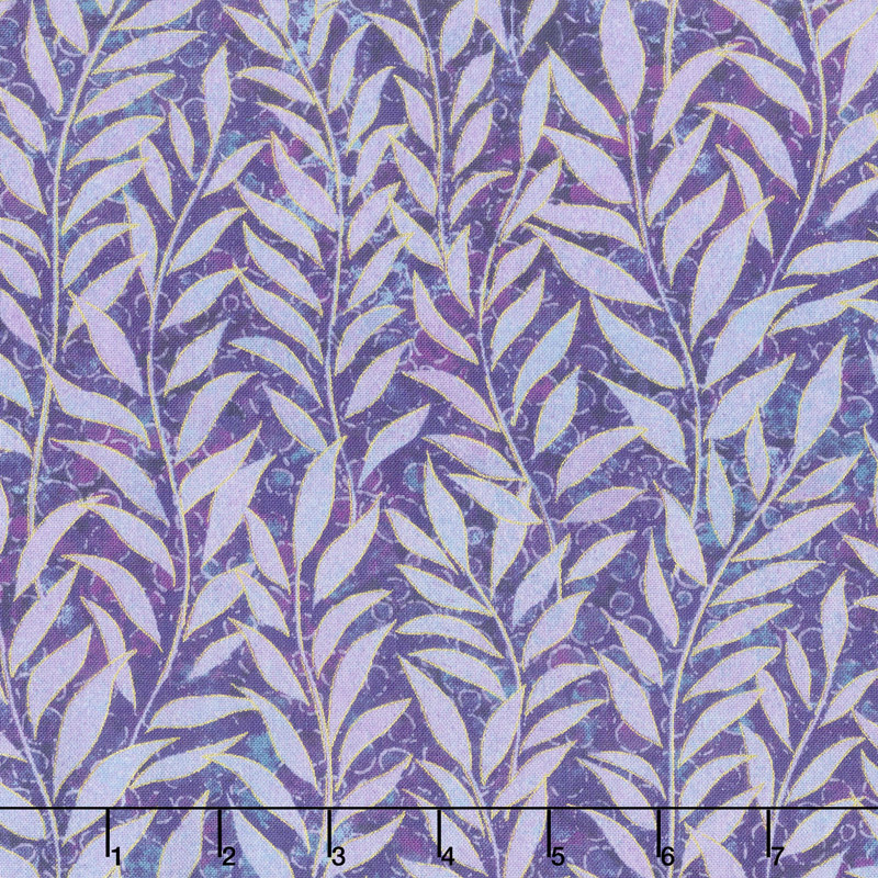 Shimmer Dragonfly Moon - Royal Garden Leaf Blender Purple Yardage