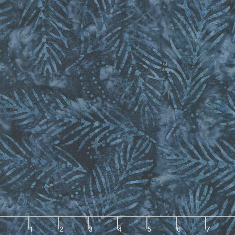 Car-Pool Lane Batiks - Delicate Fronds Dark Blue Yardage