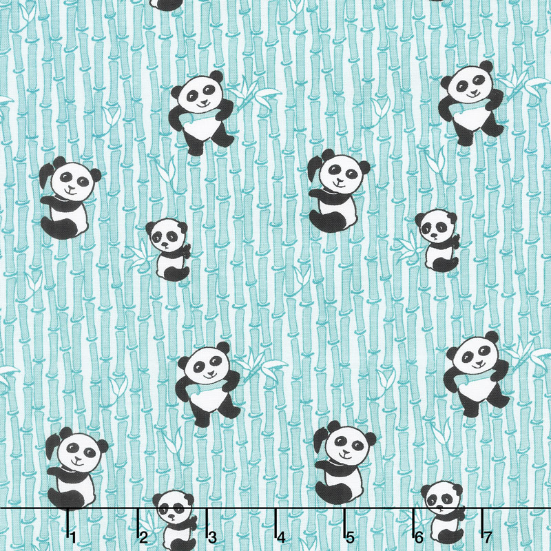 Panda Love - Bamboo Aqua Yardage