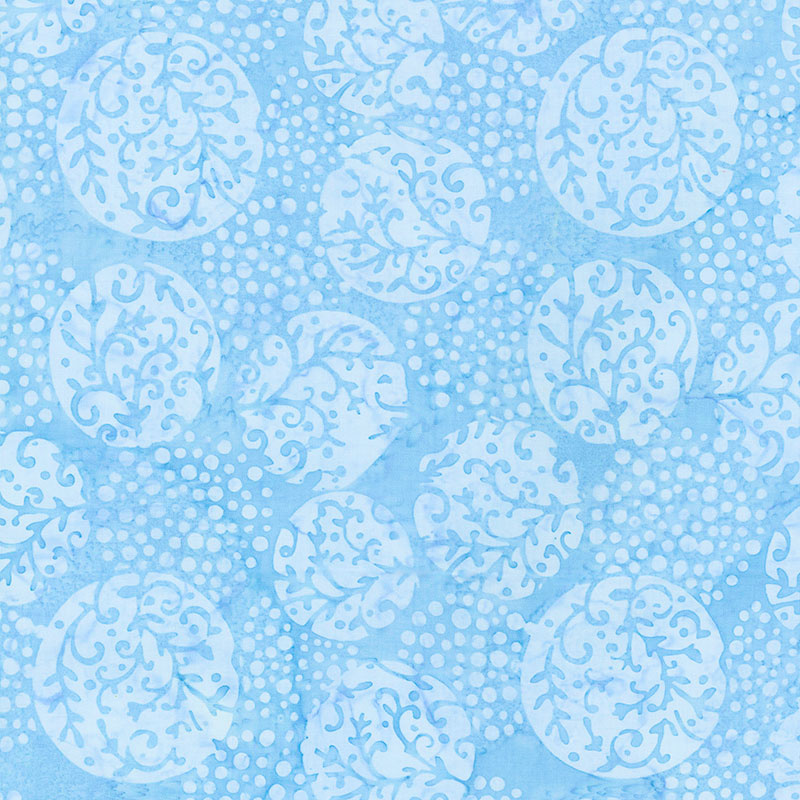 Winter Frost Batiks - Snowball Vine French Blue Yardage