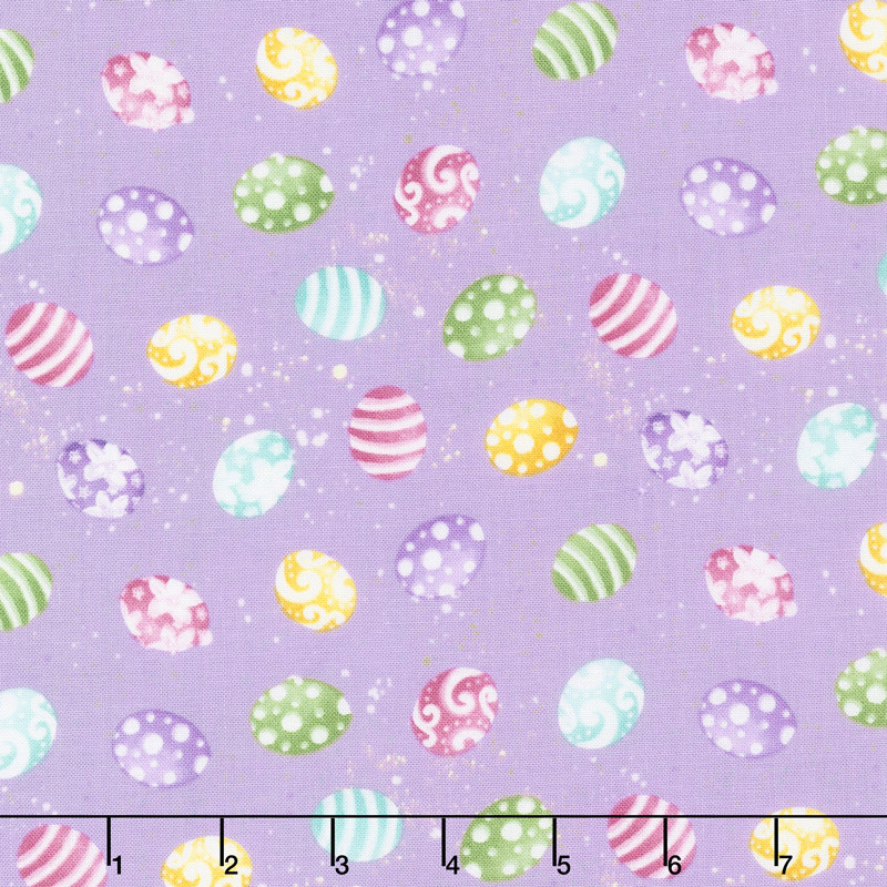 Hoppy Easter - Mini Tossed Easter Eggs Lilac Yardage