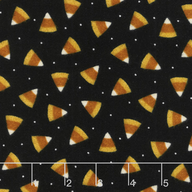 Happy Jacks & Friends - Candy Corn Black Flannel Yardage