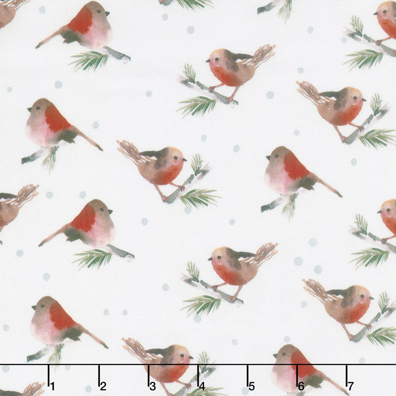 Winter Woods - Birds in White Yardage
