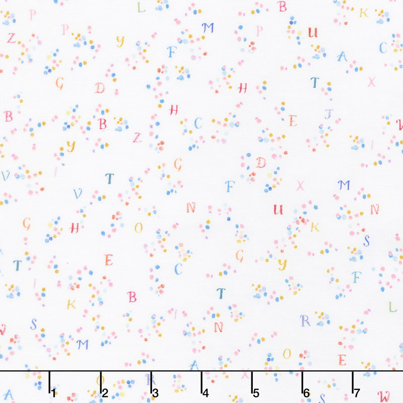 My Imagination - Letter Dots White Yardage