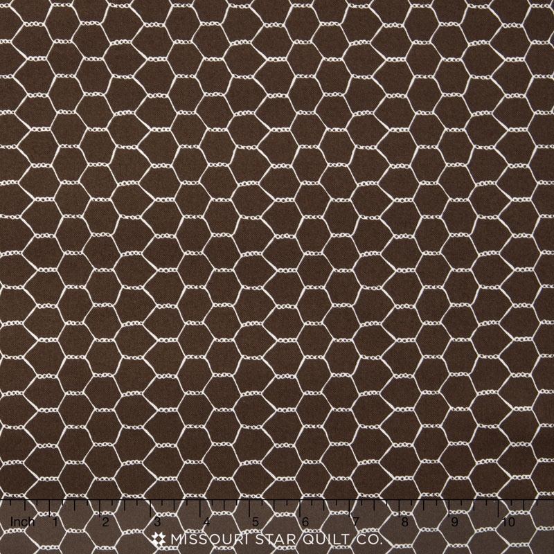 Farm Fun - Chicken Wire Dark Chocolate Milk Yardage