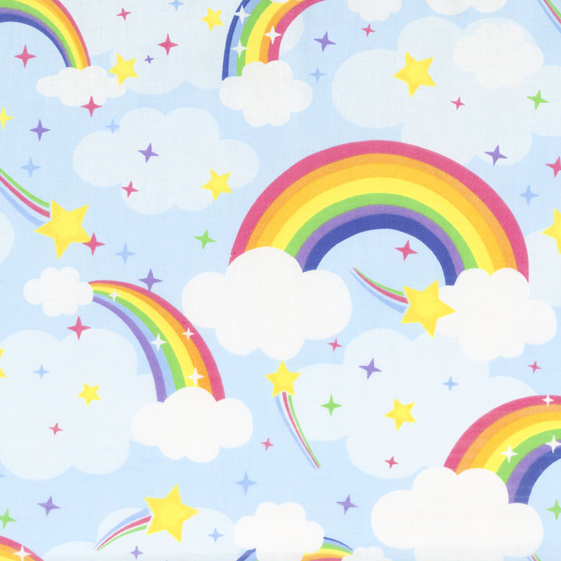 Emelia's Dream - Rainbows Light Blue Yardage