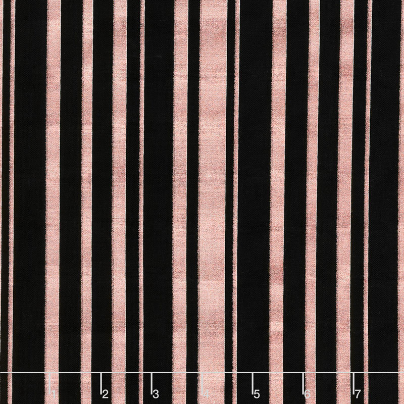 Bliss - Stripes Black with Rose Gold Sparkle Yardage