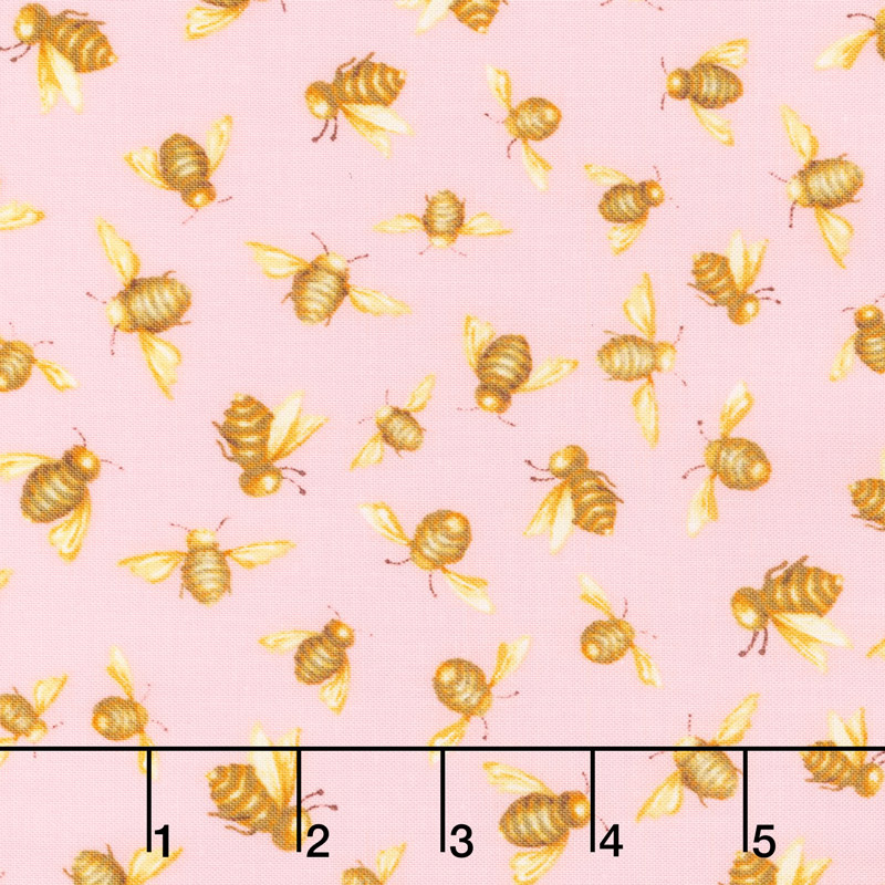 Cottage Joy - Honey Bees Pink Yardage