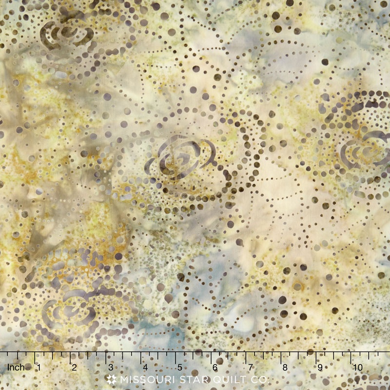 Primo Batiks - Desert Sky Dot Roses Greenish Gold Yardage