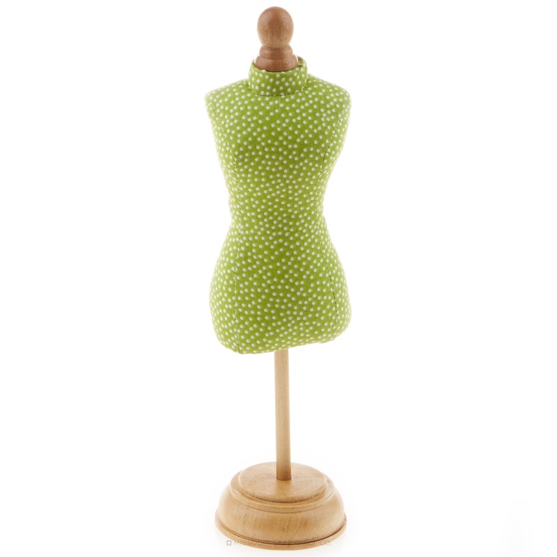 Dressform Pin Cushion with Wood Stand - Green