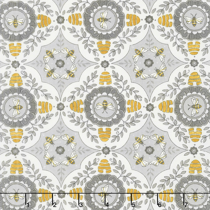 Bee Joyful - A Bee's World Dove Grey Yardage
