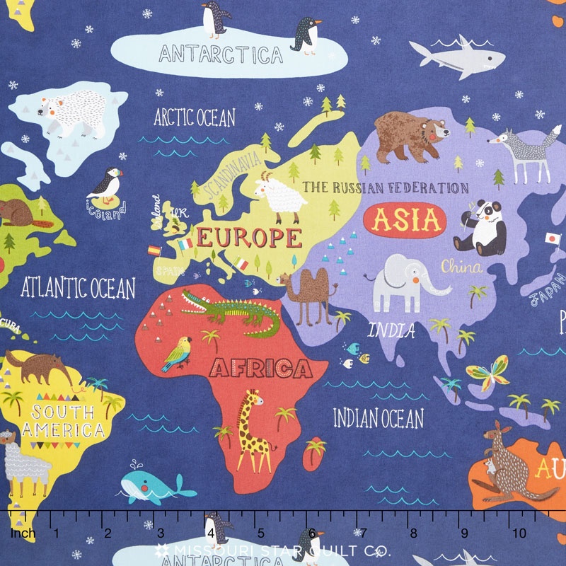 Hello World - World Map Navy Yardage