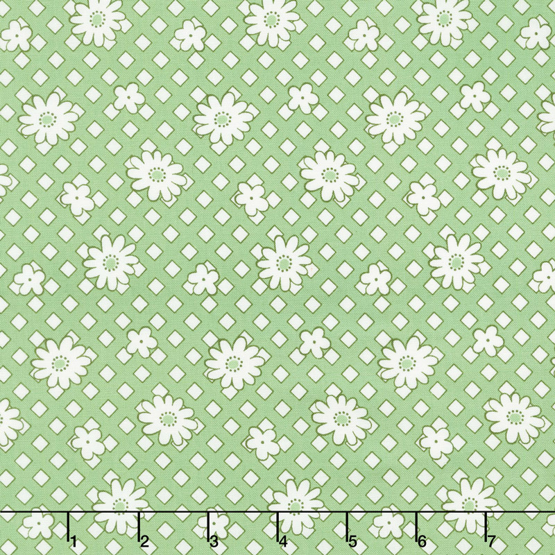 Lottie Ruth - Geo Floral Green Yardage