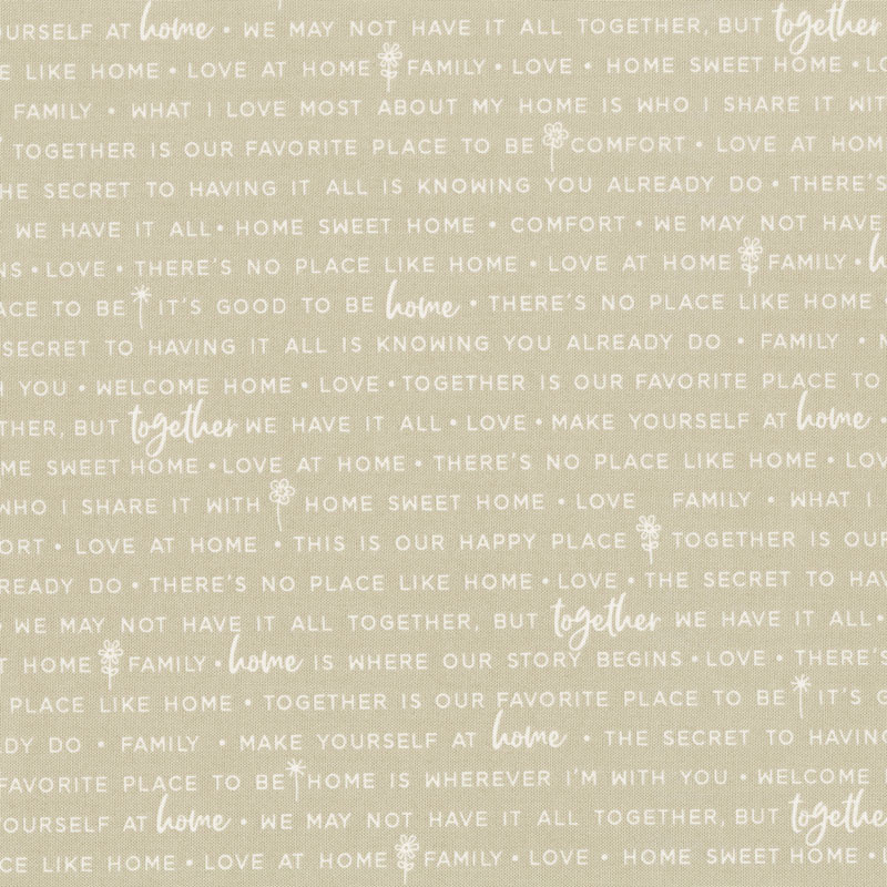 Make Yourself at Home - Home Phrases Taupe Yardage