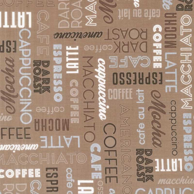 Dark Roast - Coffee Words Mocha Yardage