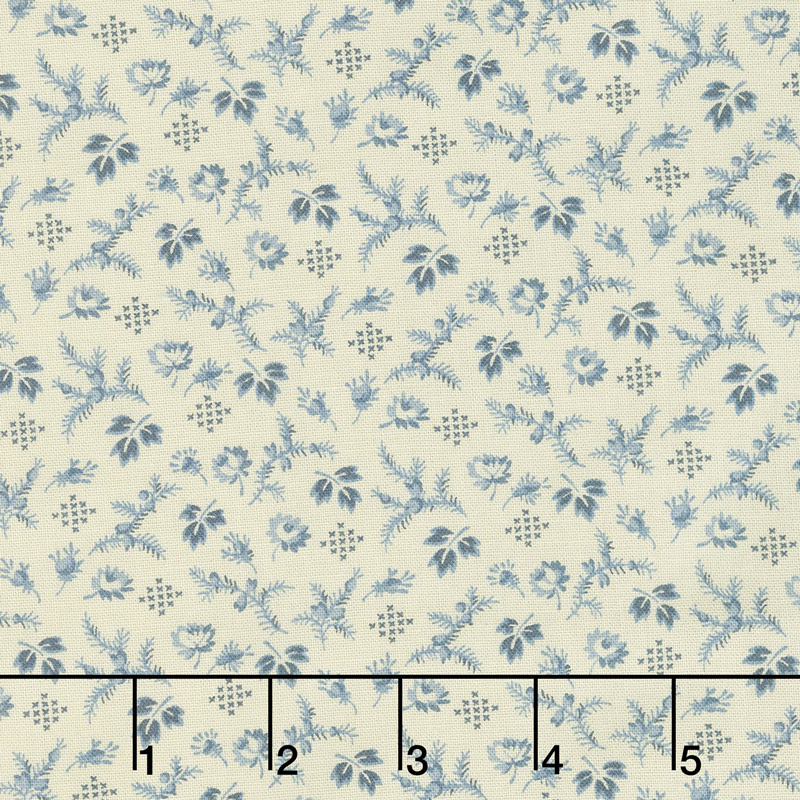 Family Roots - Harper Vanilla Blue Yardage