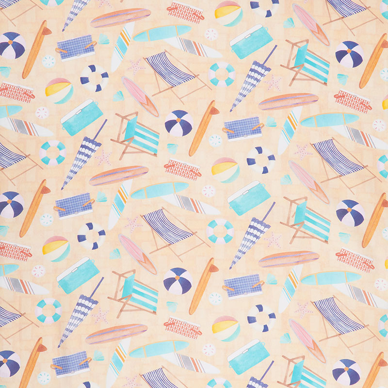 Beach Bound - Beach Items Coral Digitally Printed Yardage