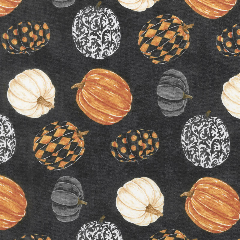 Raven's Claw - Rolling Pumpkins Black Multi Yardage