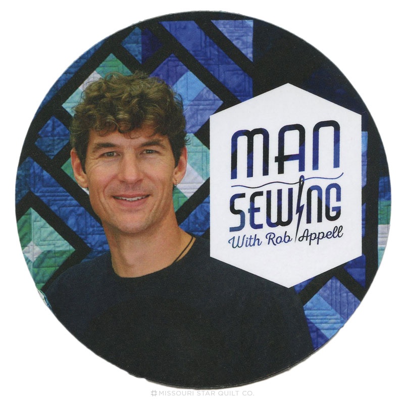 Man Sewing Magnet - Rob Appell with Quilt