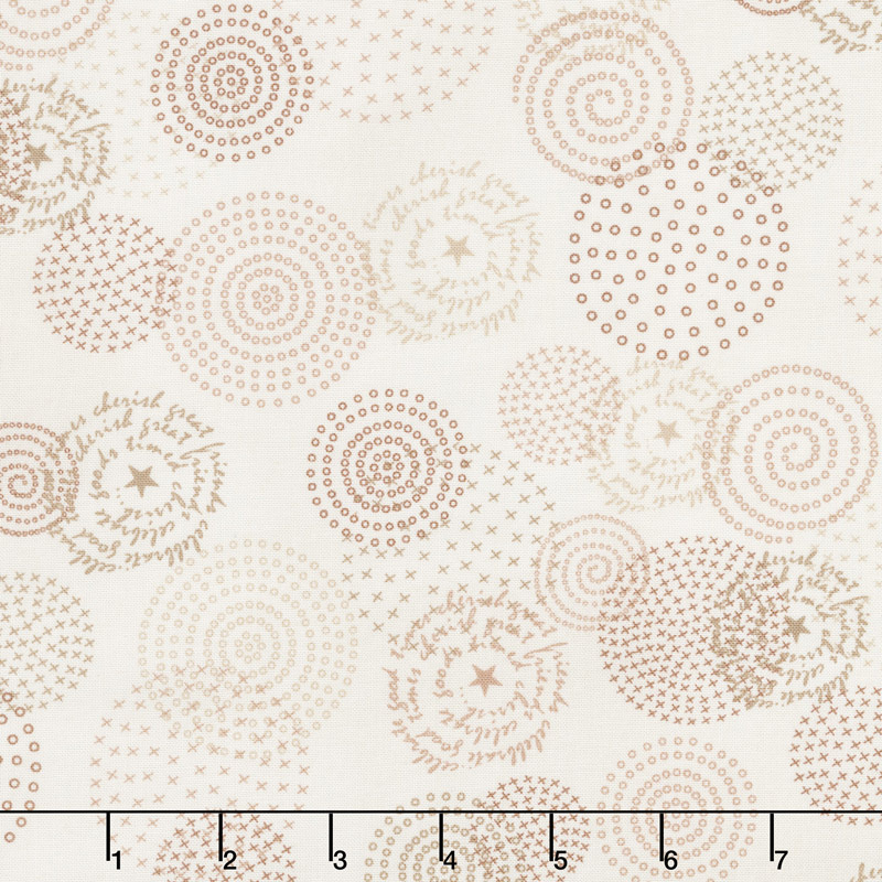 Tickled Pink - Circles Cream Yardage