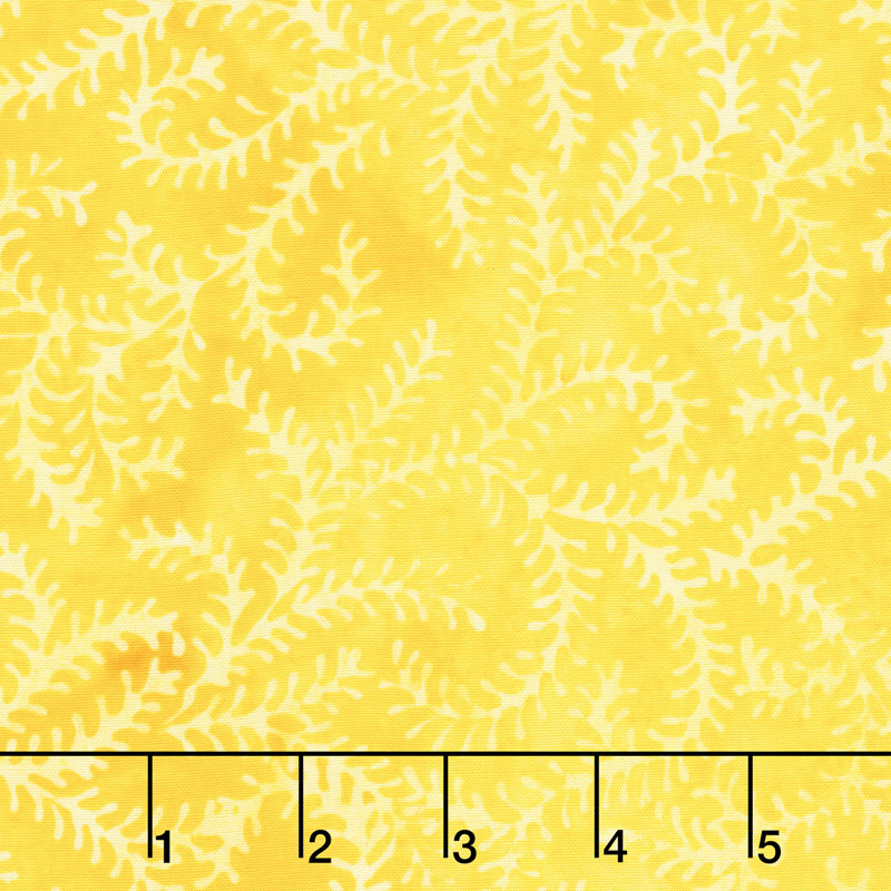 French Blue Batiks - Leaf Vine Lemonade Yardage