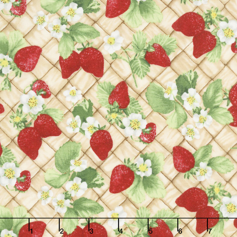 Ambrosia Farm - Berry Picking Tan Fabric Yardage