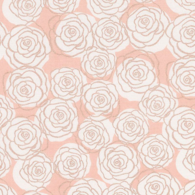 Bliss - Roses Blush with Rose Gold Sparkle Yardage