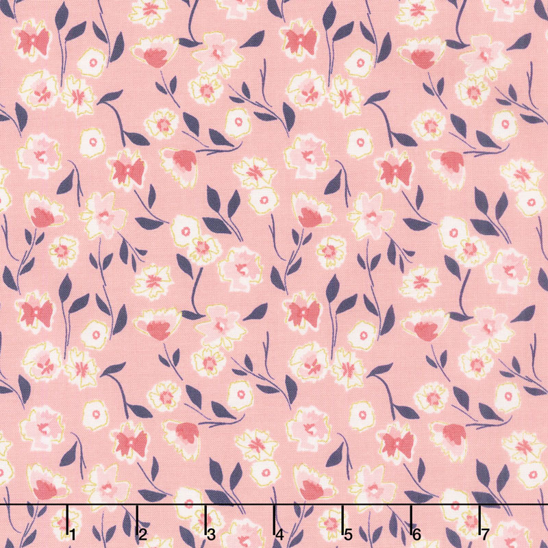 Midnight Rose - Floral Pink with Gold Sparkle Yardage