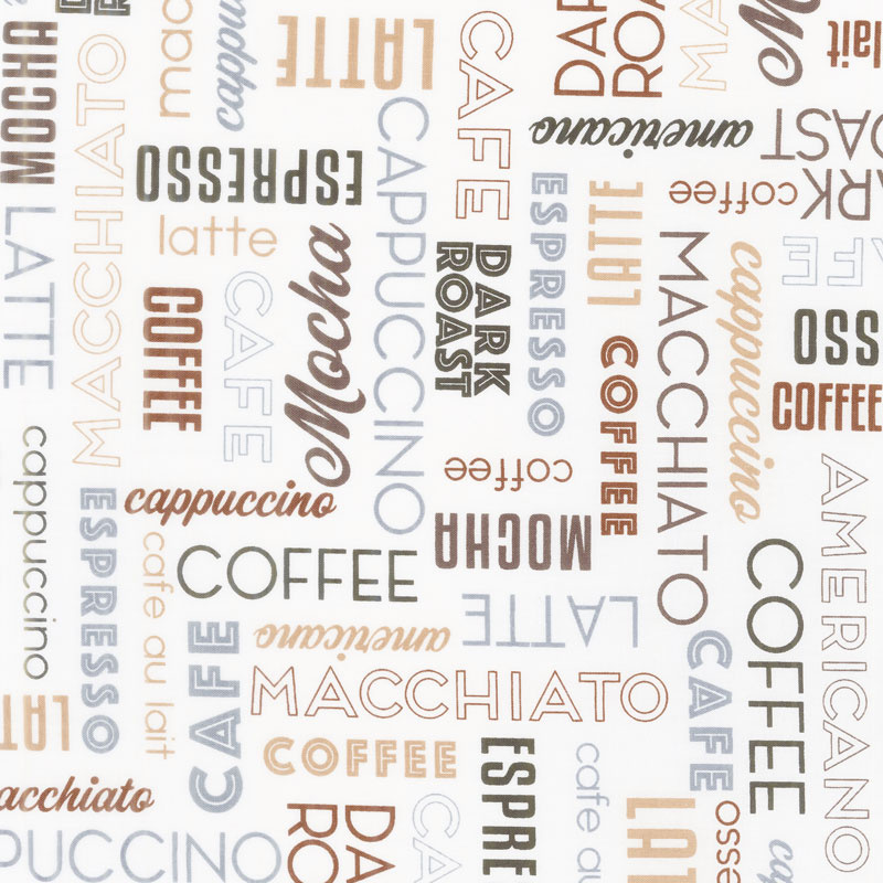 Dark Roast - Coffee Words Cream Yardage