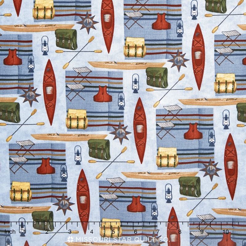 River Journey - Kayaking Sky Blue Waters Yardage