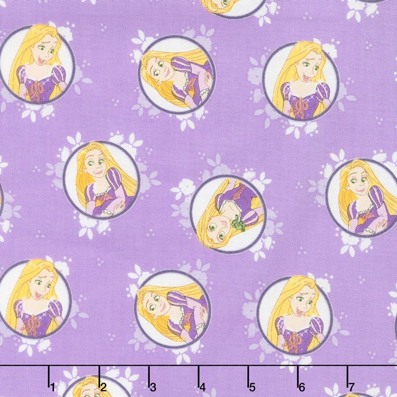 Disney Forever Princess - Rapunzel in Circles in Purple Yardage