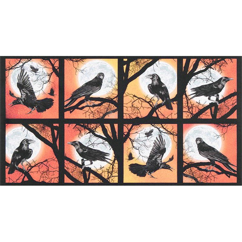 Raven Moon - Raven Block Pumpkin Digitally Printed Panel
