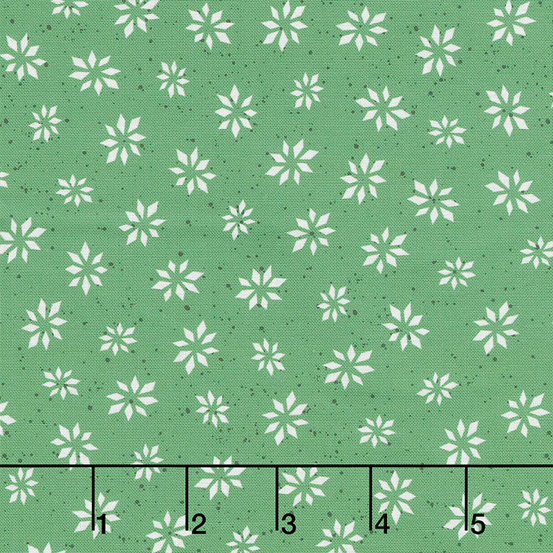 Warm Wishes - Snowflake Star Green Yardage