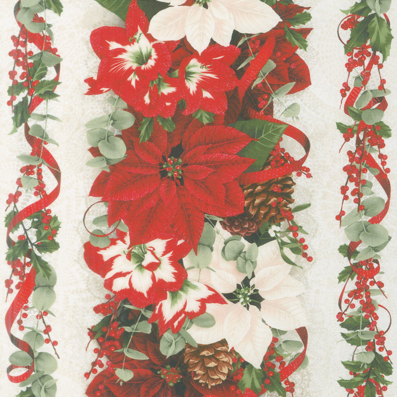 Let It Sparkle - Yuletide Treasure Winter White Digitally Printed Yardage