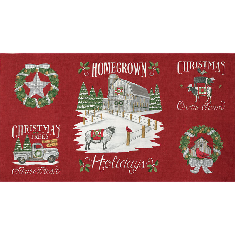 Homegrown Holidays Farmhouse Red Panel Deb Strain Moda Fabrics