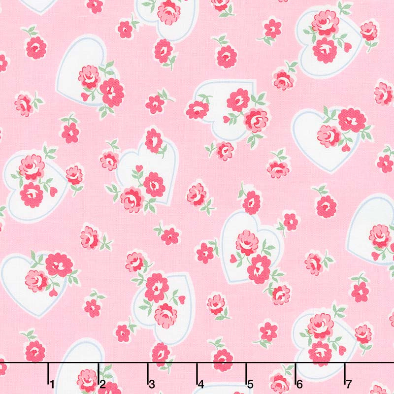 Love Letters - Hearts Pink Yardage